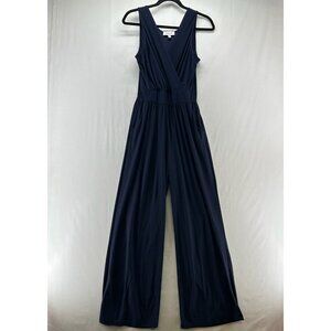 Gilli Jumpsuit Womens M Sleeveless Surplice V-Neck Wide-Leg Shirred Flowy Blue